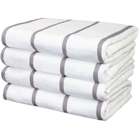 Monarch Brands Las Rayas Towels - Light Grey, 4PK PNP-BT-HS3060-15LG